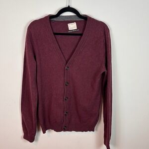 Selected homme Vito Granddad Cardigan‎ Marroon Mens SZ Large Cotton Wool Grunge